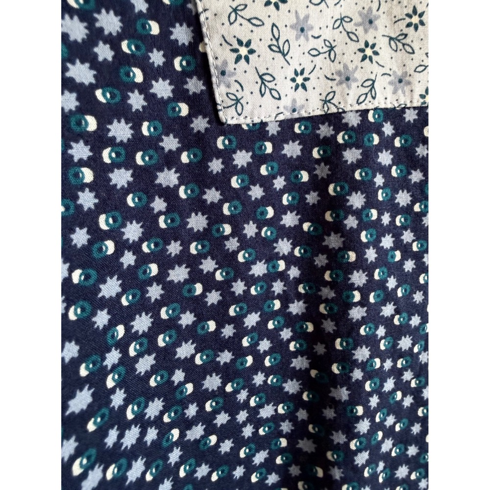 Lands End Womens Navy Blue Floral Cotton Popover Tunic Blouse Large Tall 14-16 - Picture 5 of 8